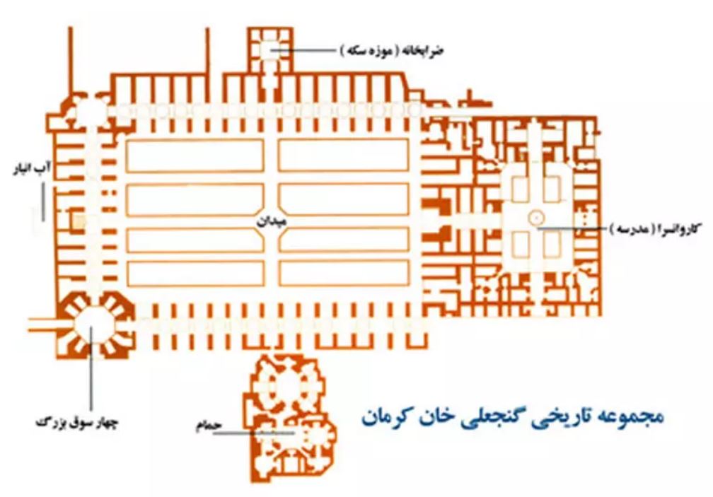 پلان مجموعه گنجعلی خان کرمان